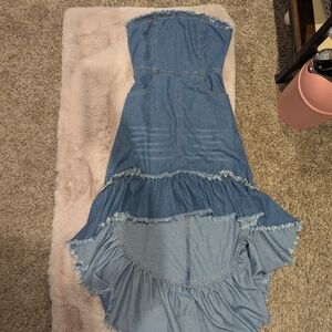 Oyrosy Denim High Low Dress